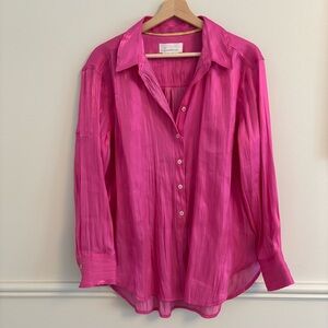 Anthropologie Vibrant Pink Button-Down Shirt